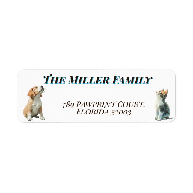Cute dogs and cats look up Personalized Label (Front)