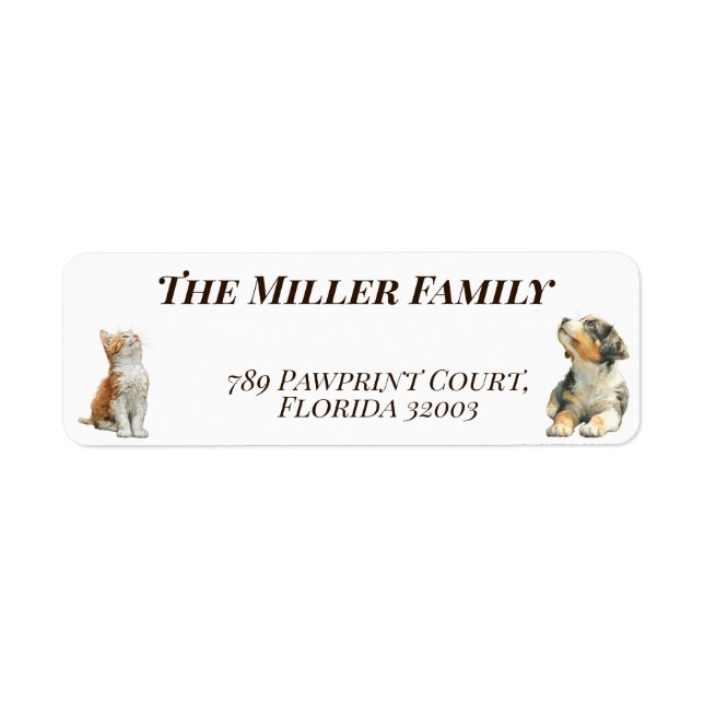 Cute dogs and cats look up Personalized Label (Front)