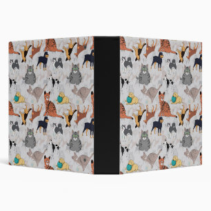 Cute Dogs And Cats Pattern Design 3 Ring Binder