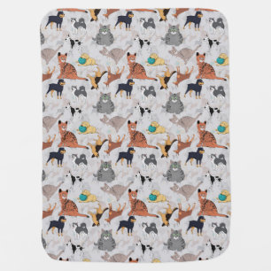 Cute Dogs And Cats Pattern Design Baby Blanket
