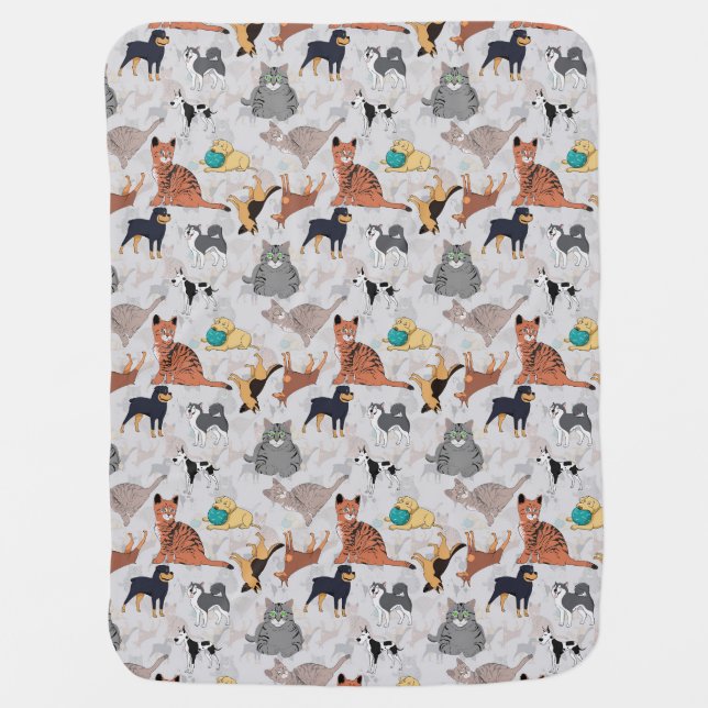 Cute Dogs And Cats Pattern Design Baby Blanket (Front)