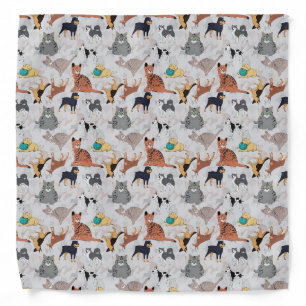 Cute Dogs And Cats Pattern Design Bandana
