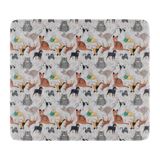 Cute Dogs And Cats Pattern Design Cutting Board (Front)