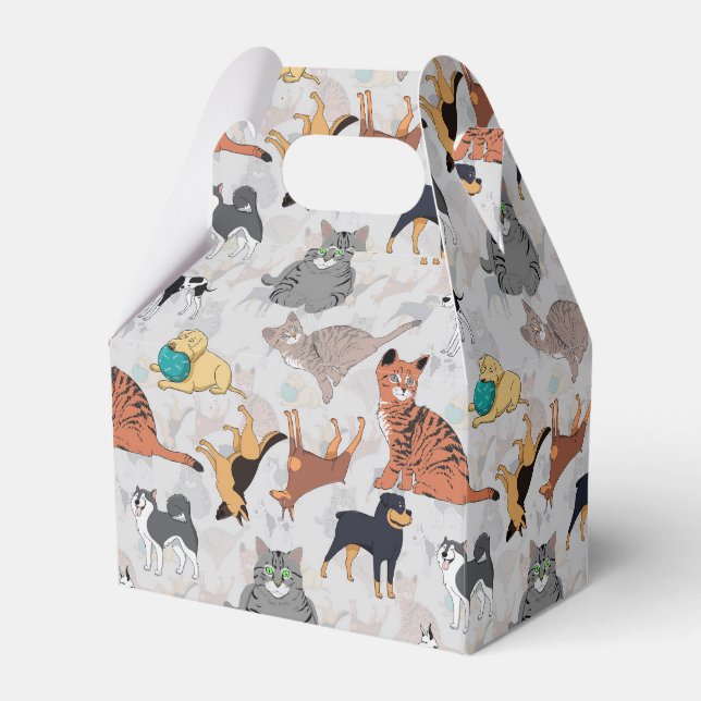 Cute Dogs And Cats Pattern Design Favor Boxes (Front Side)