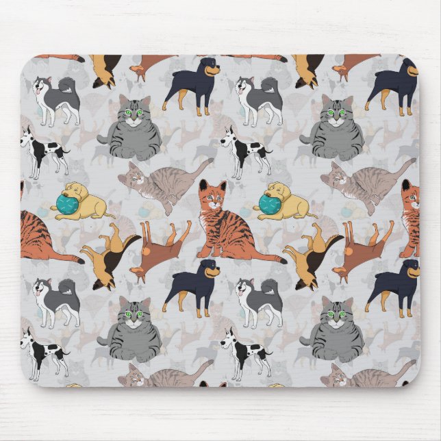 Cute Dogs And Cats Pattern Design Mouse Pad (Front)