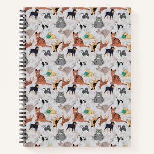 Cute Dogs And Cats Pattern Design Notebook