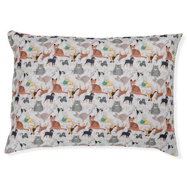 Cute Dogs And Cats Pattern Design Pet Bed (Front)