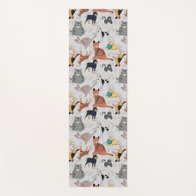 Cute Dogs And Cats Pattern Design Yoga Mat (Front)