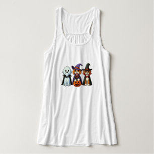 Cute dogs as ghost, witch, and vampire tank top