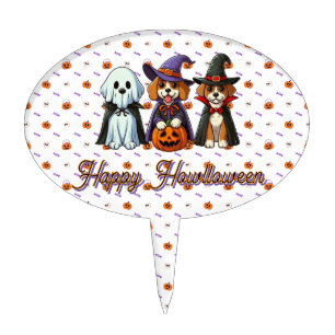 Cute Dogs as ghost, witch, & vampire Cake Topper