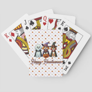Cute Dogs as ghost, witch, & vampire  Poker Cards