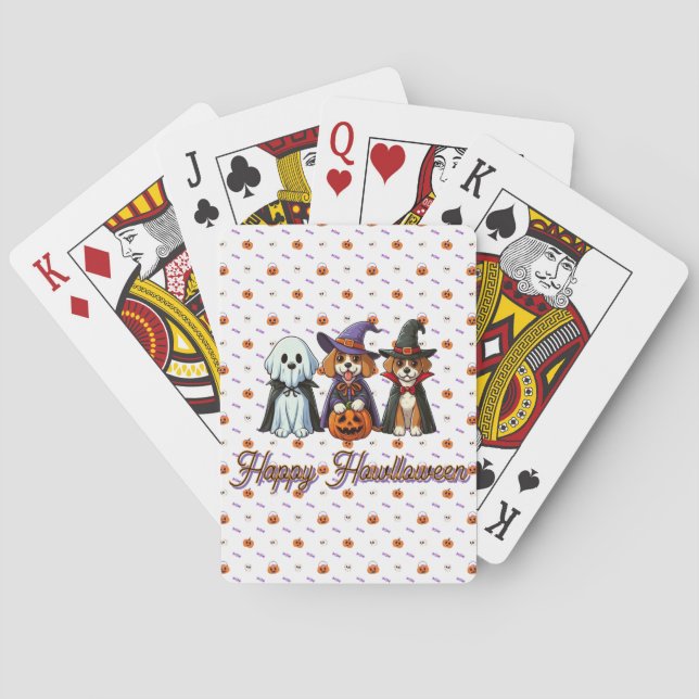 Cute Dogs as ghost, witch, & vampire  Poker Cards (Back)