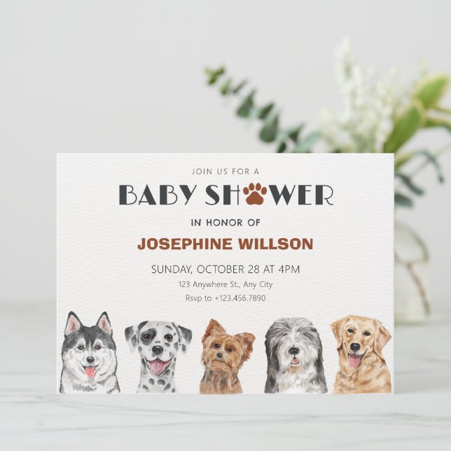 Cute dogs baby shower invitation (Standing Front)