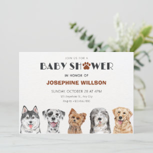 Cute dogs baby shower invitation