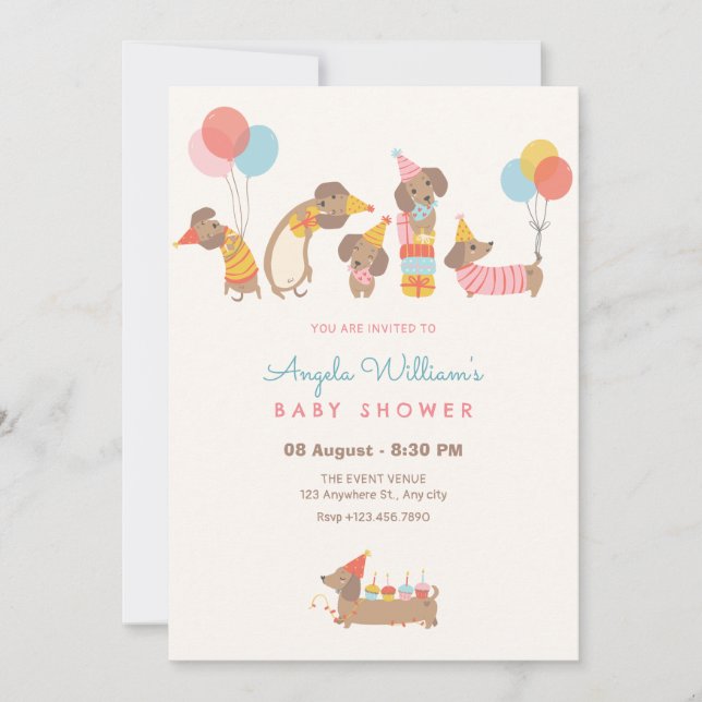 Cute dogs baby shower invitation (Front)