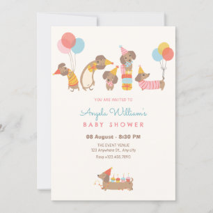 Cute dogs baby shower invitation