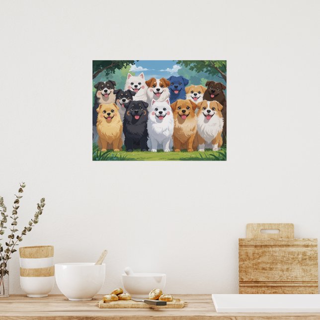 Cute dogs background poster (Kitchen)
