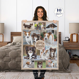 Cute Dogs Best Friends 10 Photos Custom Colors Fleece Blanket