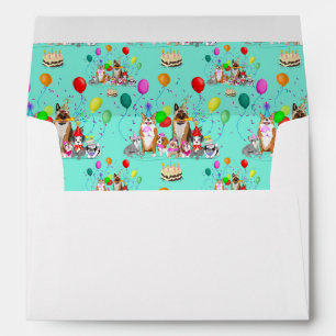 Cute Dogs Birthday Celebration Let's Pawty Pattern Envelope