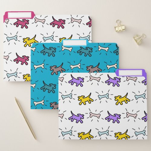 Cute Dogs Bones Graffiti Style File Folders 2