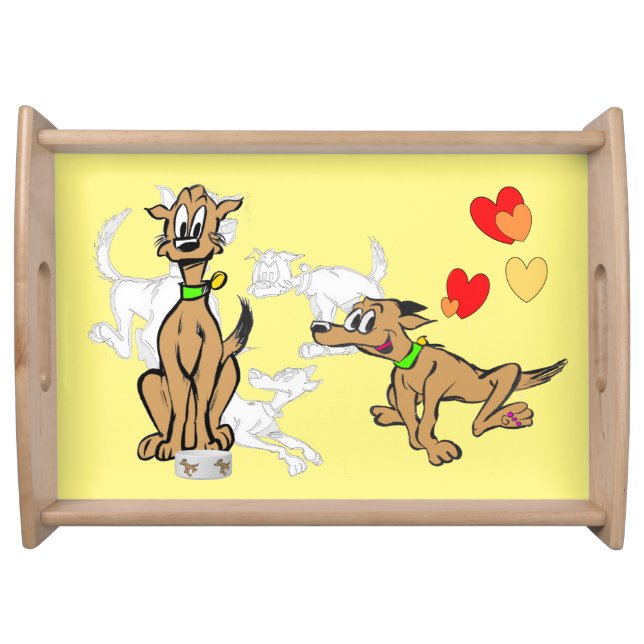 Cute Dogs Cartoon Sketch Serving Tray (Front)