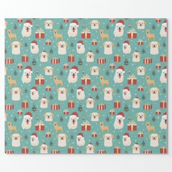 Cute Dogs  Christmas  Holiday Theme Wrapping Paper by RossiCards at Zazzle