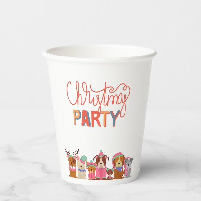Cute dogs Christmas party paper cups (Front)