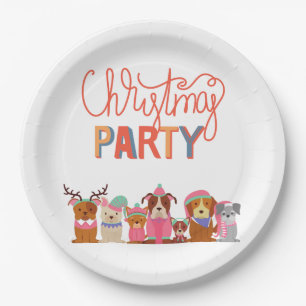 Cute dogs Christmas party  Paper Plates
