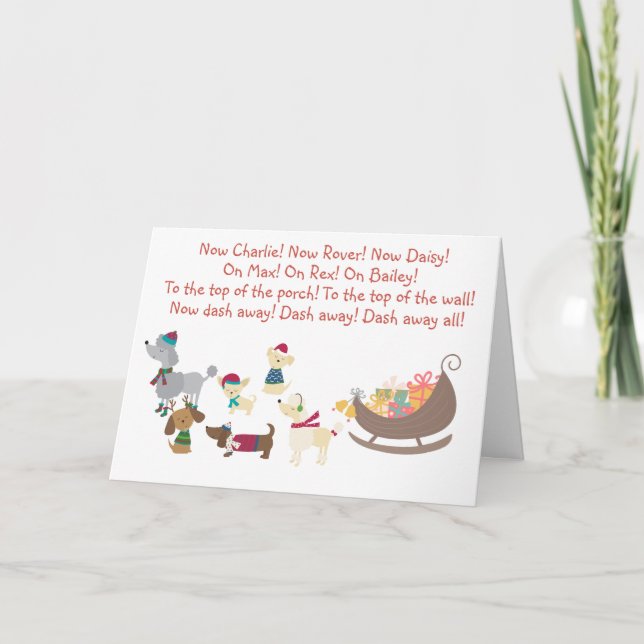 Cute Dogs Christmas Sled Holiday Card (Front)