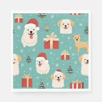 Cute Dogs  Christmas Theme Napkins by RossiCards at Zazzle