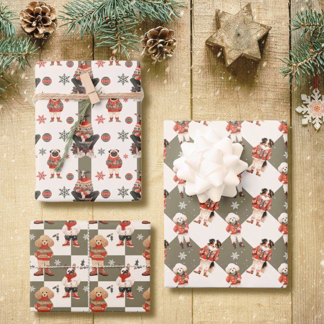 Cute Dogs Christmas Wrapping Paper Sheets (Creator Uploaded)