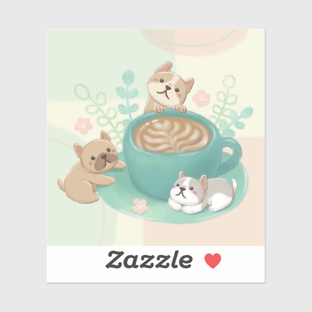 Cute Dogs & Coffee Illustration Sticker (Sheet)