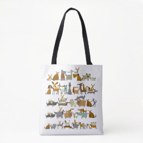 Cute dogs collection, sketch vintage illustration tote bag