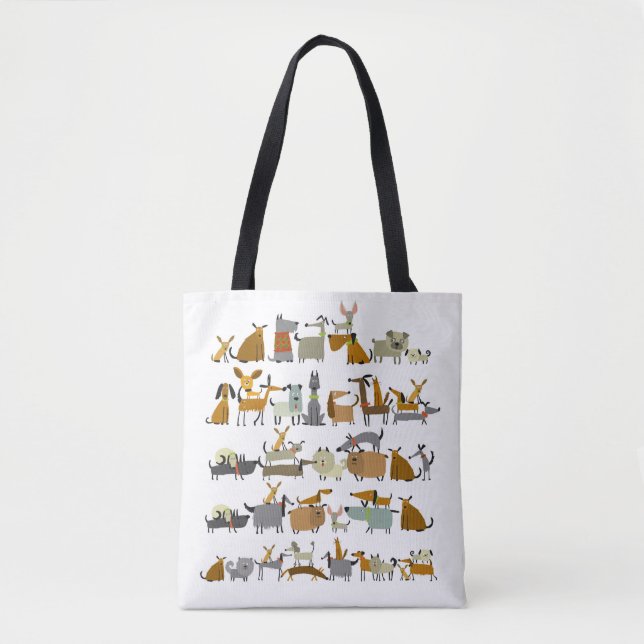 Cute dogs collection, sketch vintage illustration tote bag (Front)