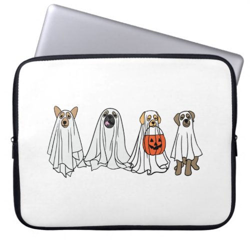 Cute dogs dog puppy Halloween ghost dog owner spoo Laptop Sleeve