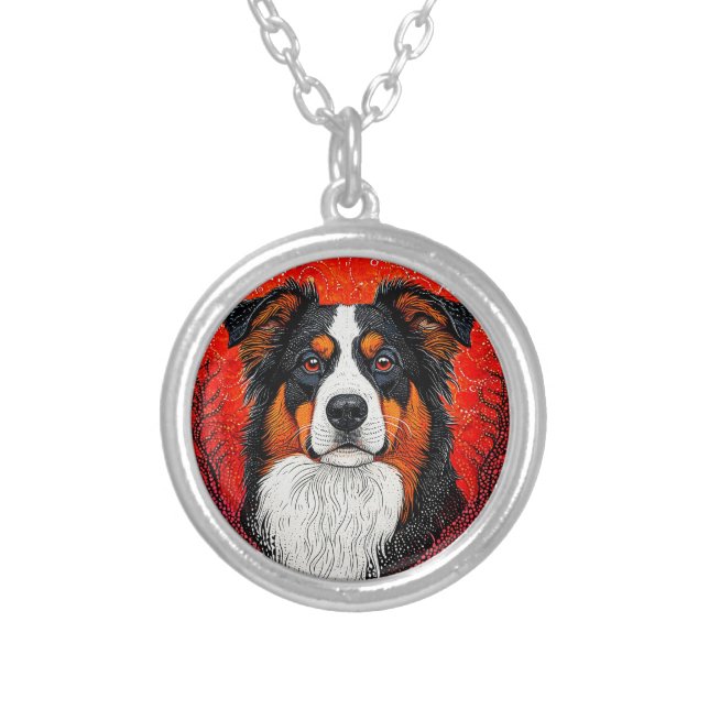 Cute Dog's face Silver Plated Necklace (Front)