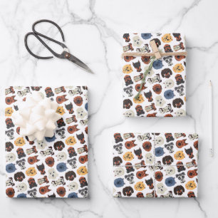 Cute Dogs Faces Pattern Wrapping Paper Sheets
