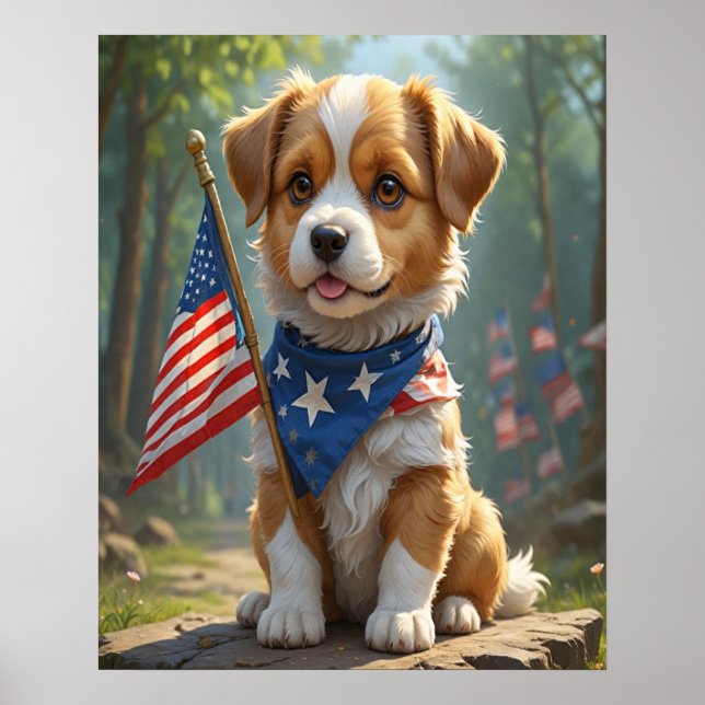 Cute Dogs fourth of July Poster (Front)