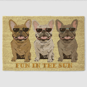 Cute Dogs, Fun in the sun, French Bulldogs Fiber Doormat