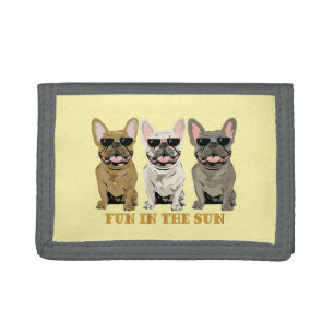Cute Dogs, Fun in the sun, French Bulldogs Tri-fold Wallet