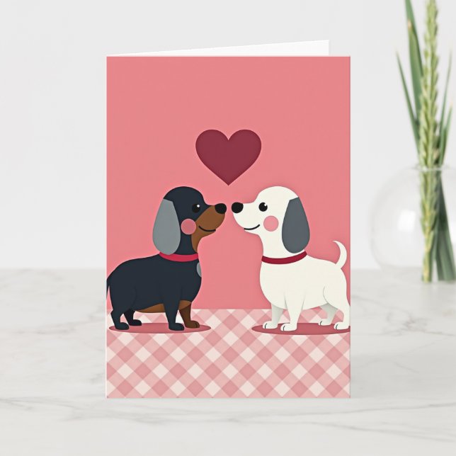 Cute Dogs Gingham Love Card (Front)