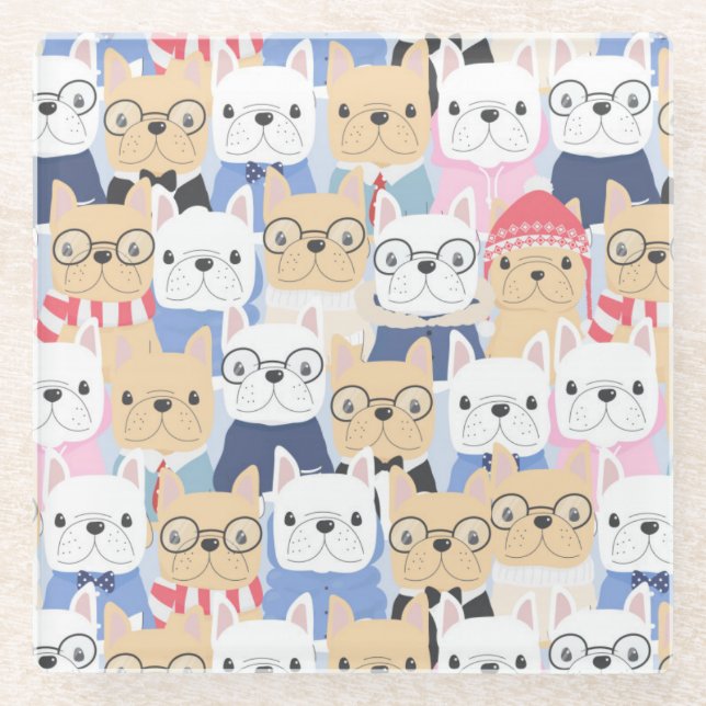 Cute Dogs Glass Coaster (Front)