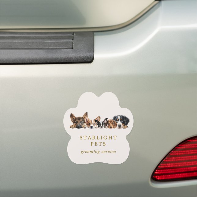 Cute Dogs Grooming Service Business Car Magnet (In Situ)