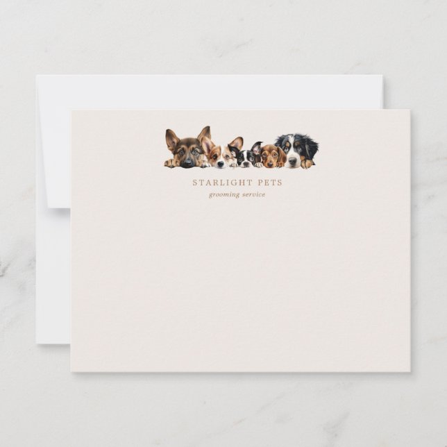 Cute Dogs Grooming Service  Note Card (Front)
