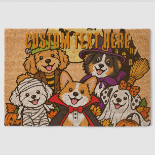 Cute Dogs Halloween custom Fiber Doormat