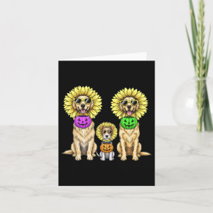 Cute Dogs Halloween Sunflower Costume Pumpkin Pale Card