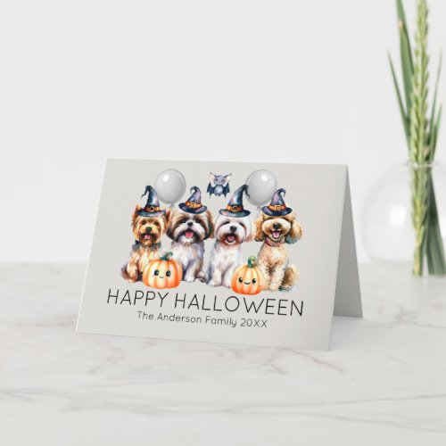 Cute Dogs Happy Halloween Holiday Card