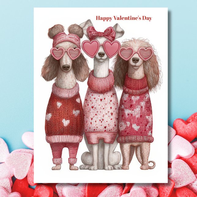 Cute Dogs Hearts Pullover Valentine`s Day Card  (Creator Uploaded)