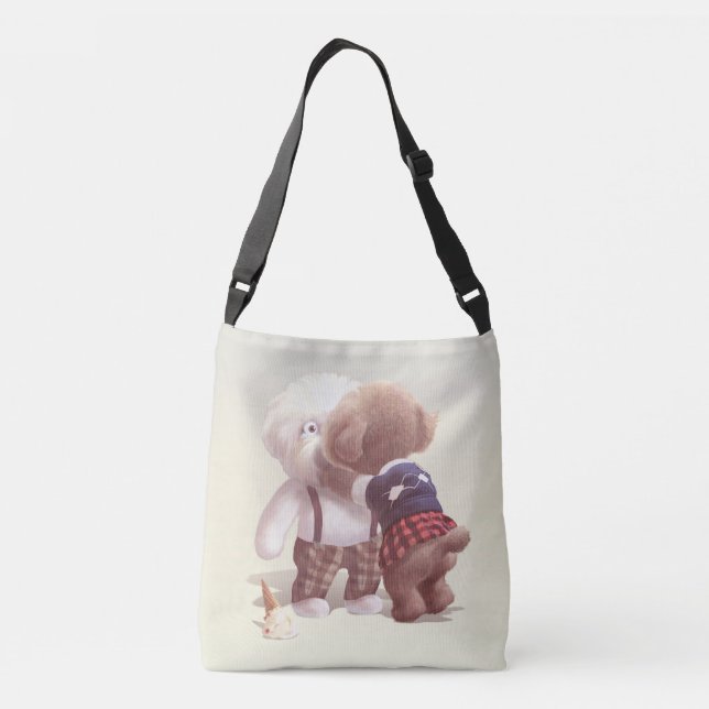 Cute Dogs Hugging Crossbody Bag (Back)