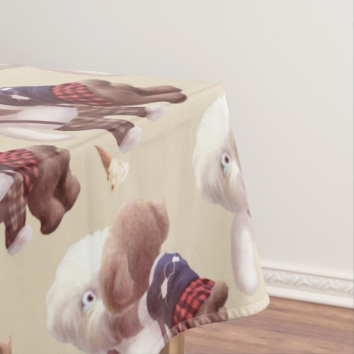 Cute Dogs Hugging Tablecloth